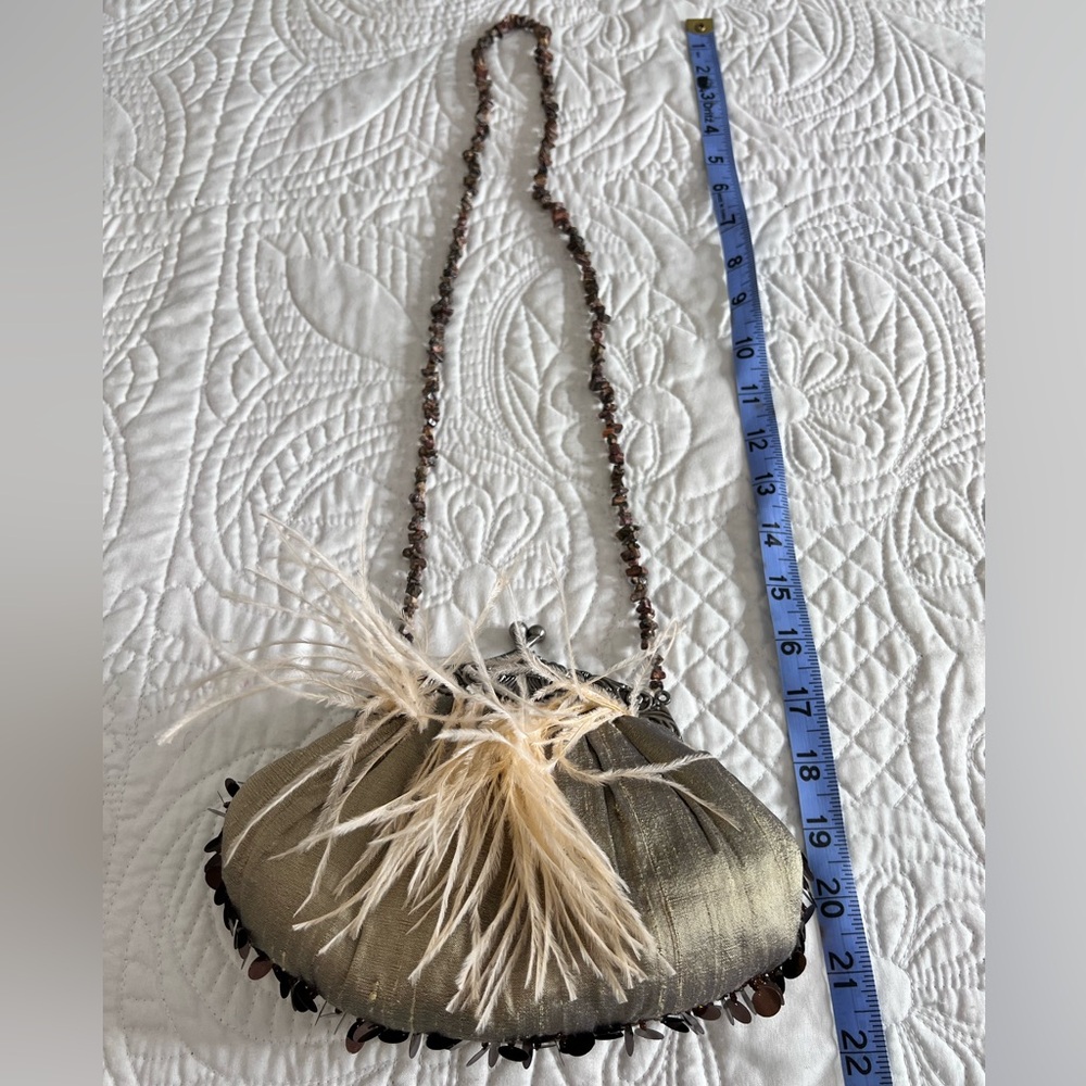 Spencer & Rutherford Feathered Eclectic Over The Shoulder Hang bag Vintage